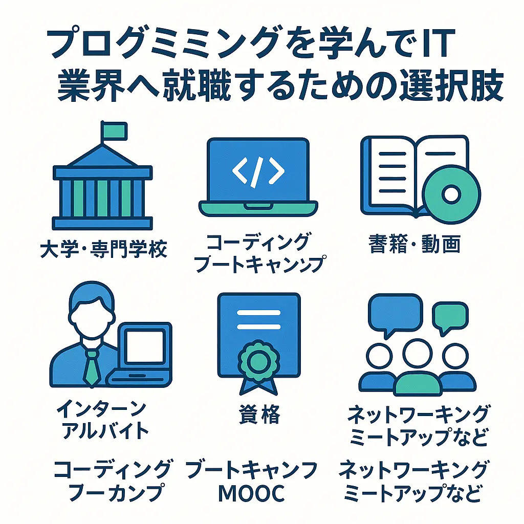 プログラミングを学んでIT業界へ就職するための選択肢