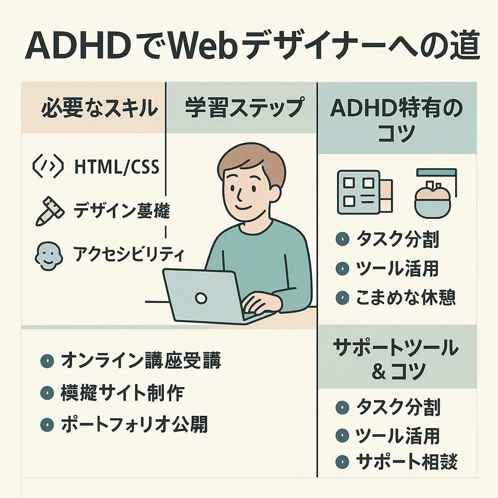 ADHDでWebデザイナーへの道:必要なスキルと学習ステップ