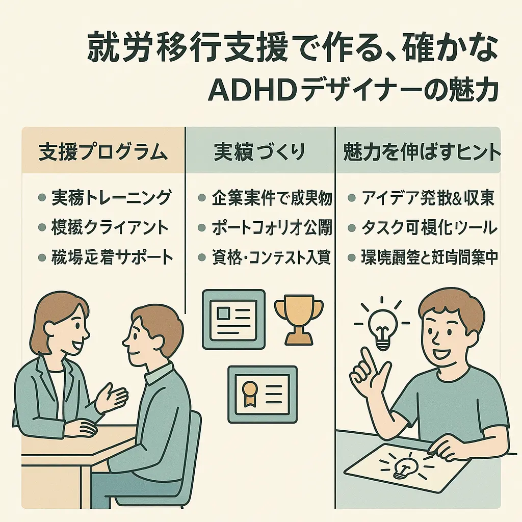 【本記事のポイント】就労移行支援で作る、確かな実績:ADHDデザイナーの魅力