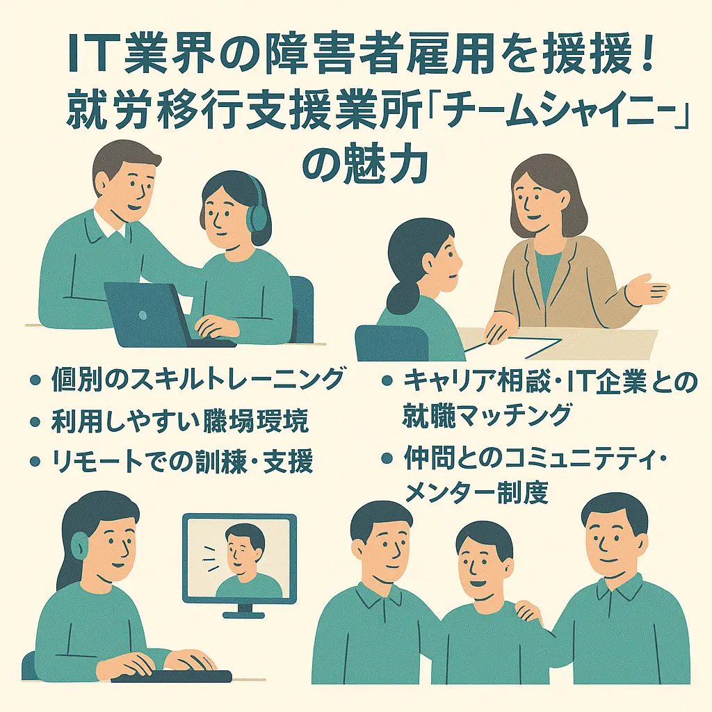 IT業界の雇用障害者雇用を支援!就労移行支援事業所「チームシャイニー」の魅力