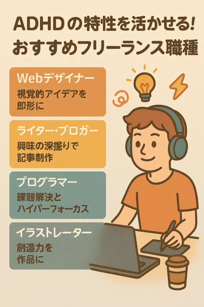 ADHDの特性を活かせる！おすすめフリーランス職種
