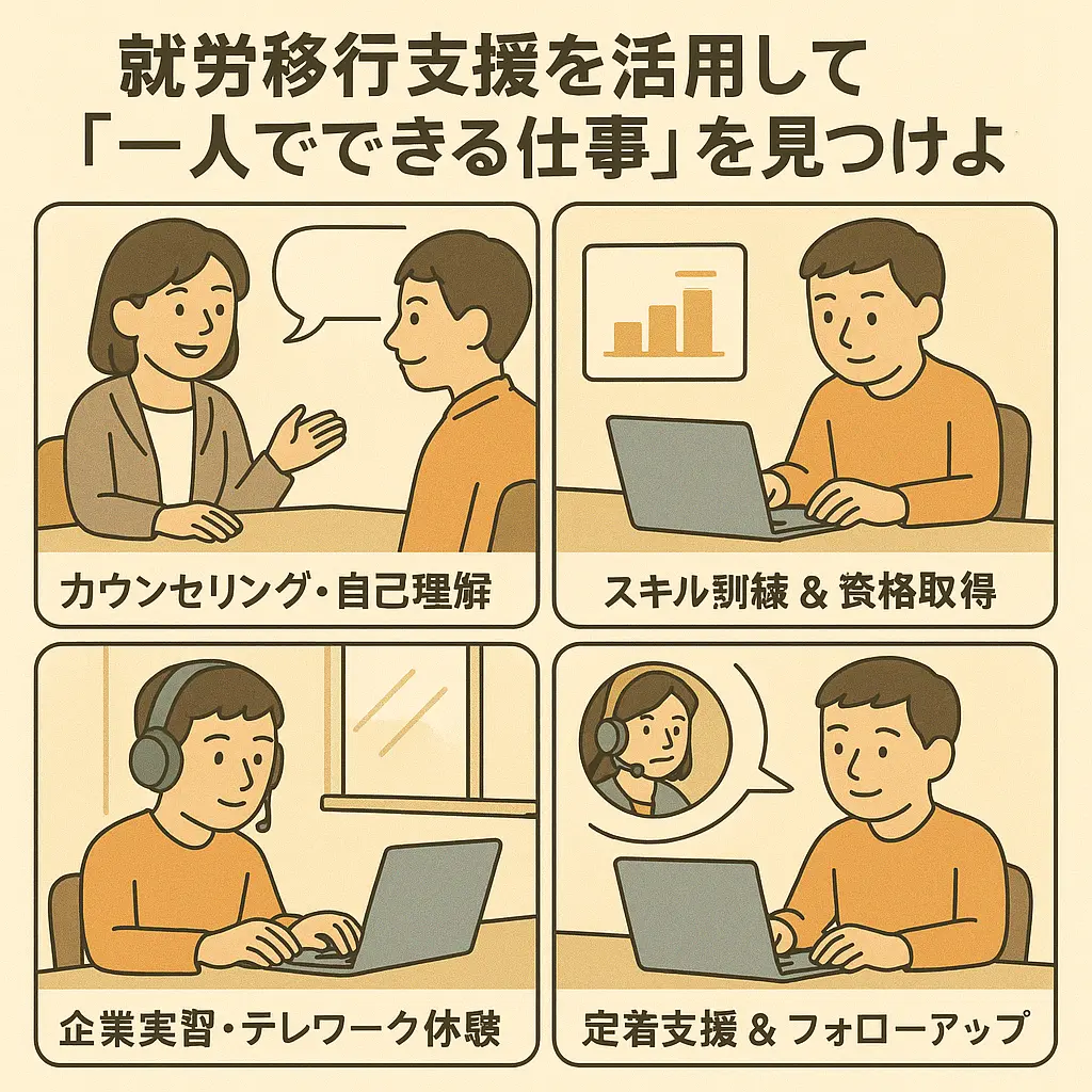 発達障害(ADHD・ASD)一人でできる仕事を見つけるために:就労移行支援の活用