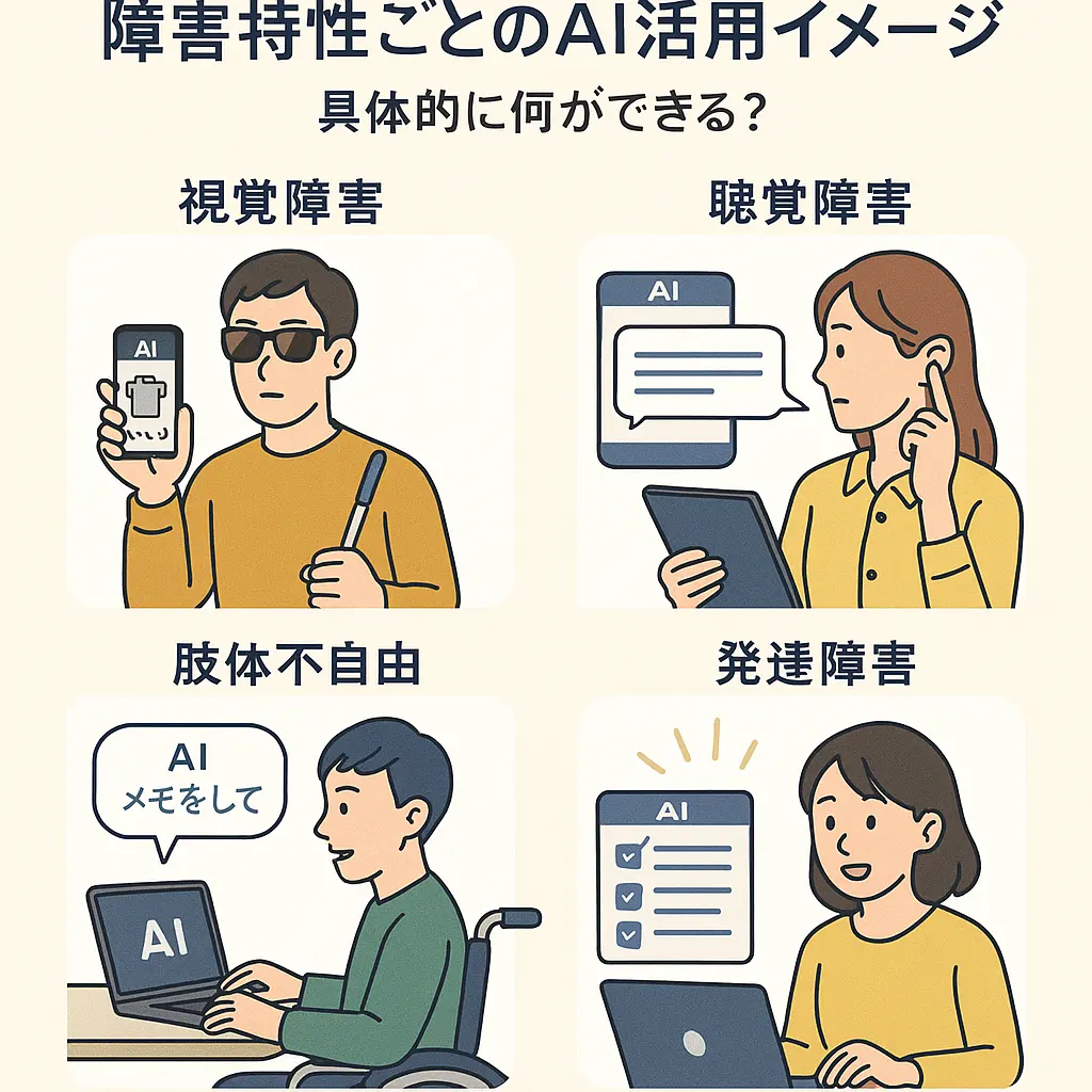 具体的に何ができる？障害特性ごとのAI活用イメージ